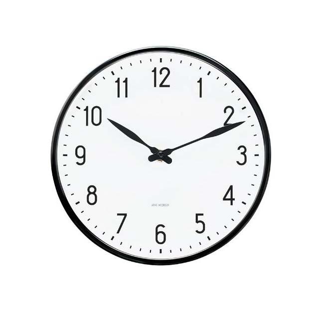 Arne Jacobsen Station Vægur Ø21 cm sort/hvid