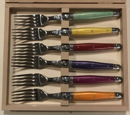 Laguiole 6 stk. steakgafler 2,5 mm mix farver