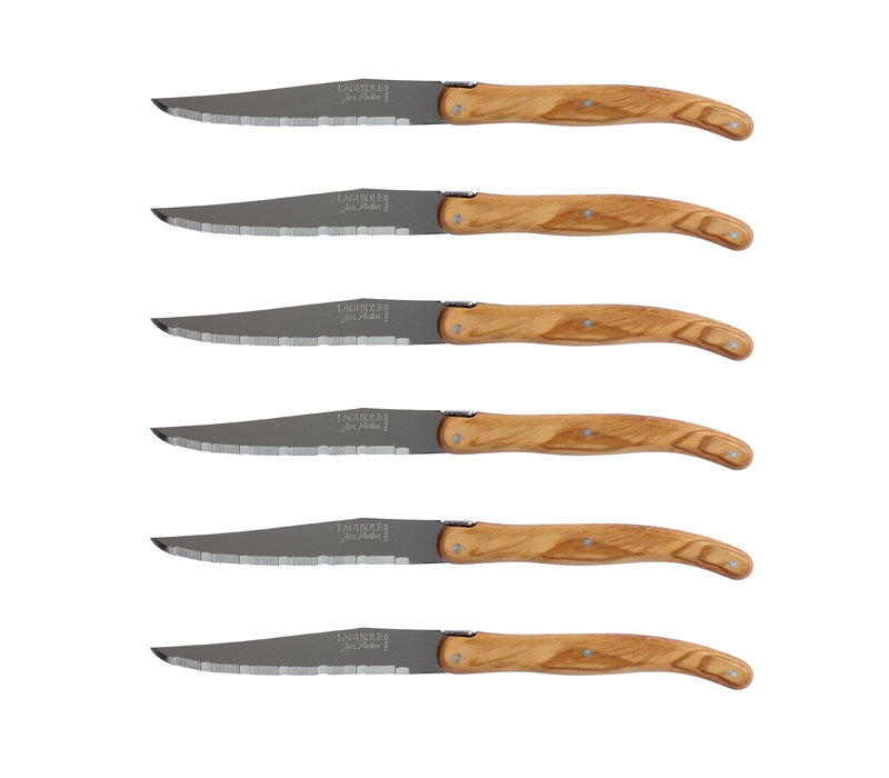 Laguiole 6 stk. steakknive 1,2 mm oliven