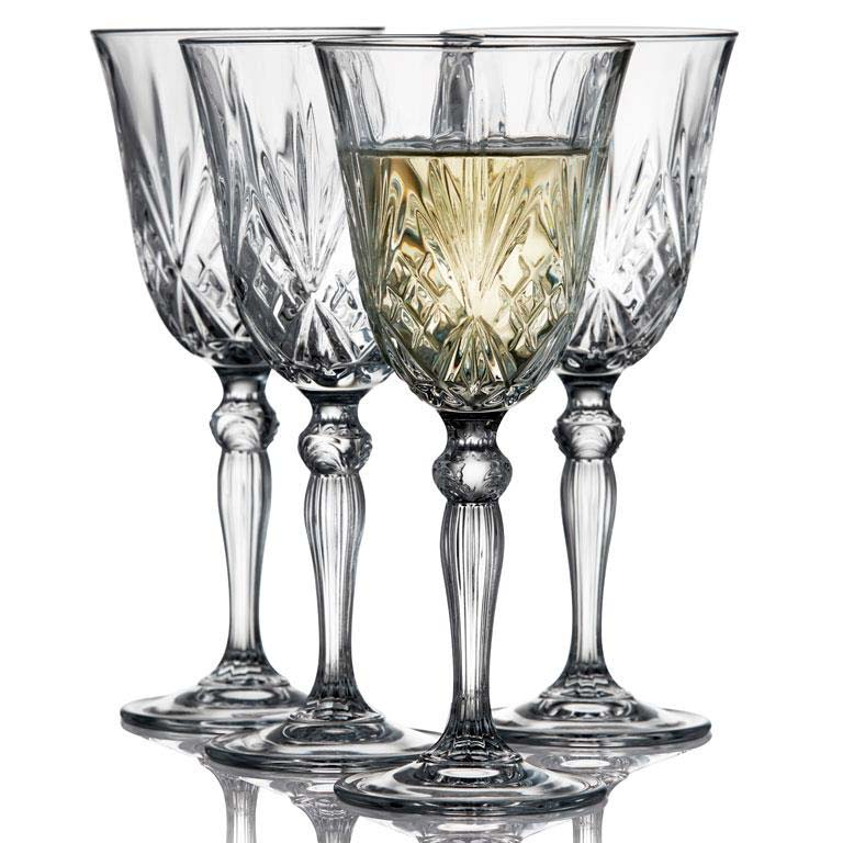 Lyngby Glas Melodia Hvidvin, 4 stk.