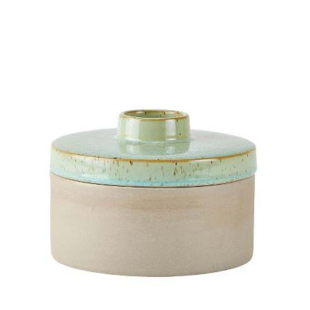 Villa Collection Vase m. låg Dia. 14 x 10 cm støvet grøn