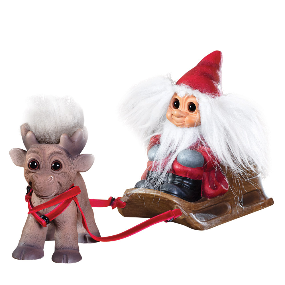 Lykketrold, Julemand med rensdyr Brave, 14 cm
