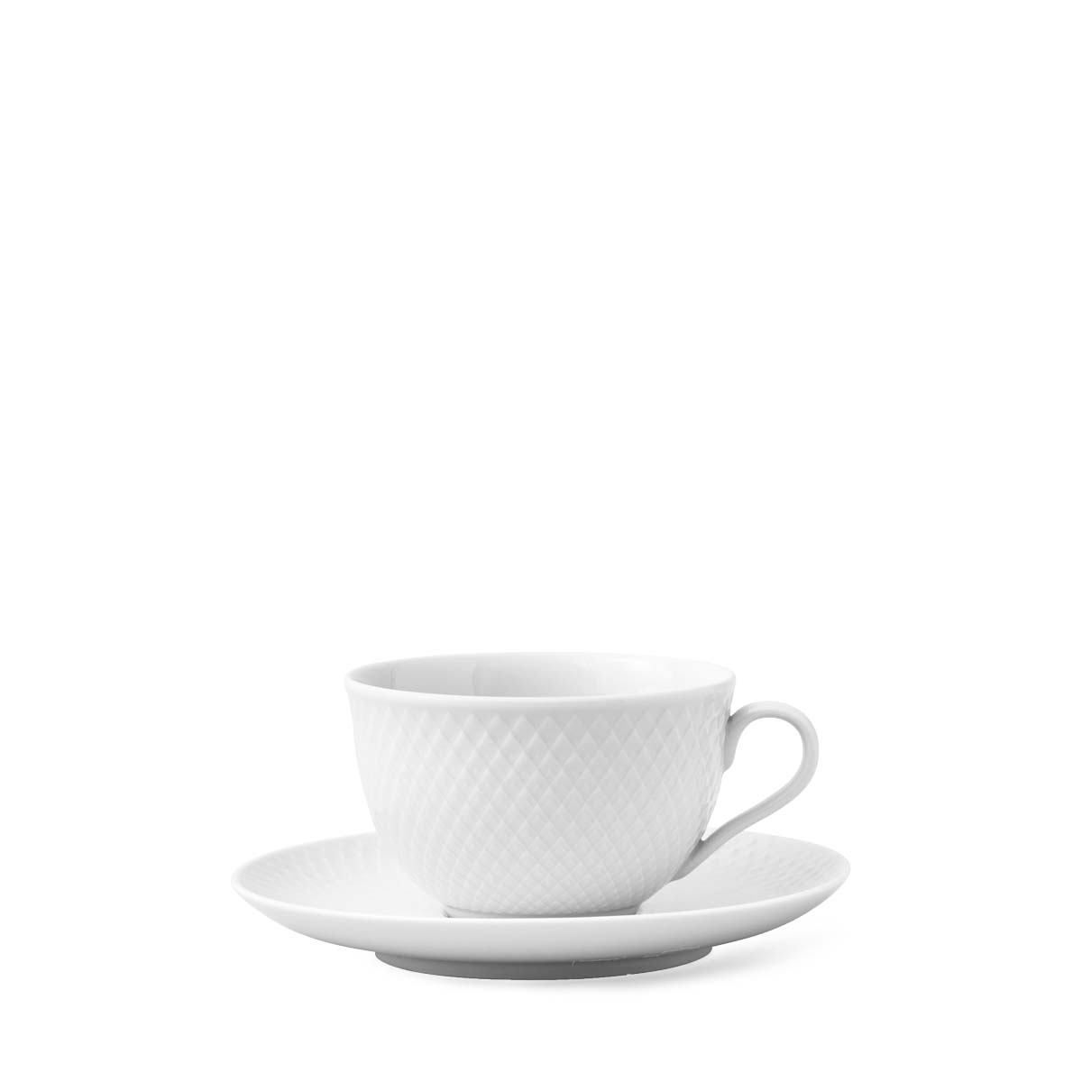 Rhombe Tekop m. underkop 22 cl hvid porcelæn