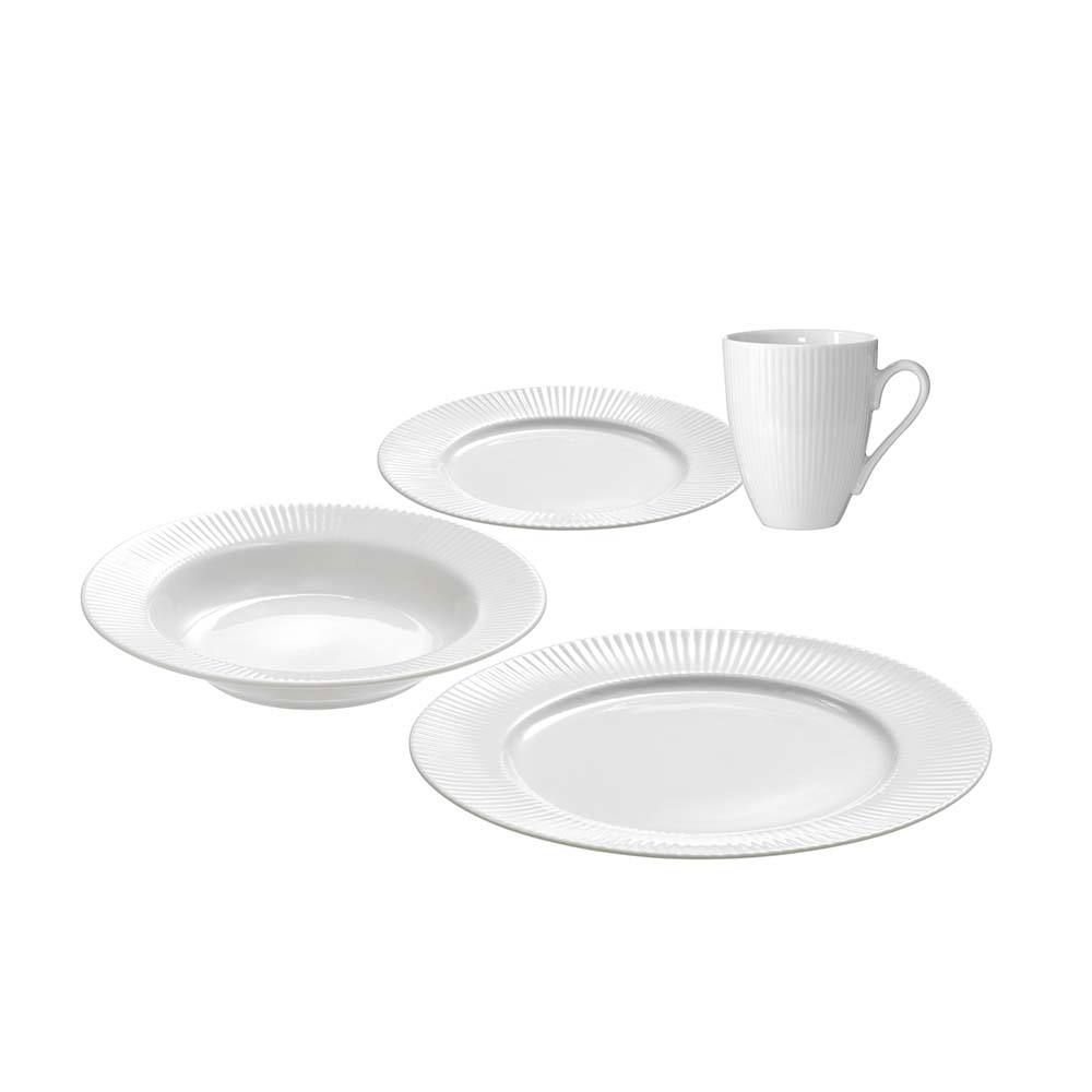 Groovy - flad tallerken, porcelæn, hvid, 22 cm