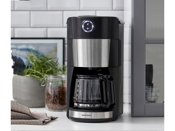 Nordic Sense Kaffemaskine m. kværn 900 watt Sort/Sølv
