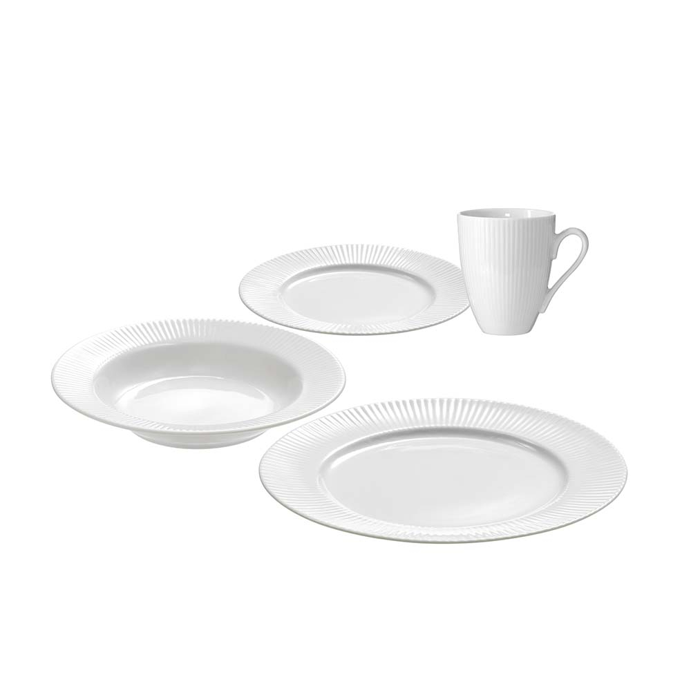 Groovy - middags tallerken, porcelæn, hvid, 26,5 cm