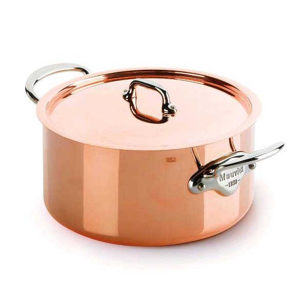 Mauviel M'150S Gryde med låg Dia 24 x 13,5 cm 5,9 liter Kobber/Stål