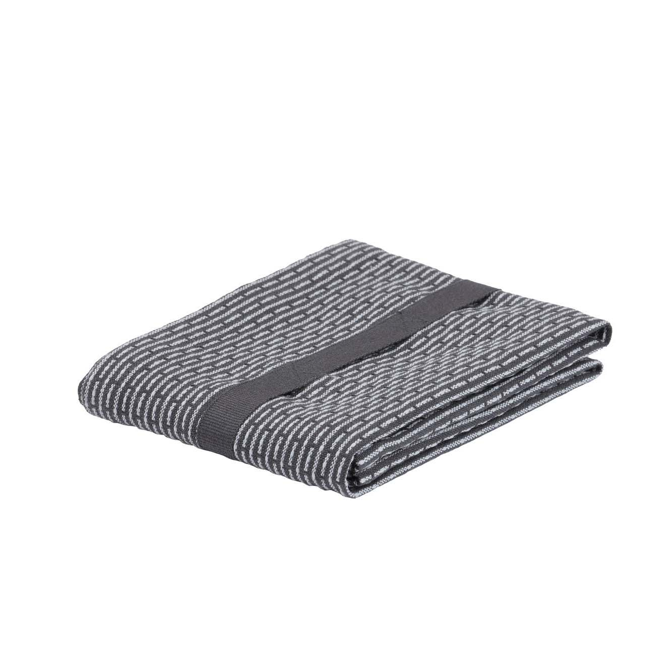 Håndklæde - Mørkegrå / naturhvid 35 x 60 cm