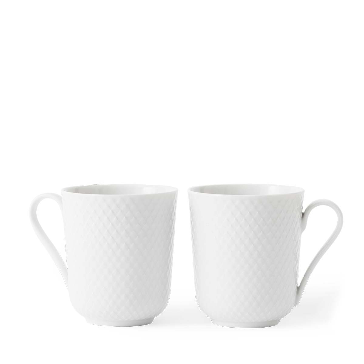 Rhombe Kop med hank 33 cl hvid porcelæn 2 stk.