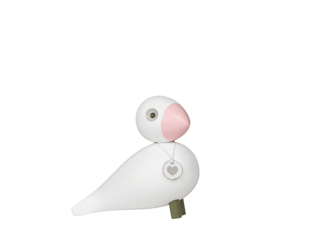 Kay Bojesen Sangfugl Love H15.5 cm hvid/rosa