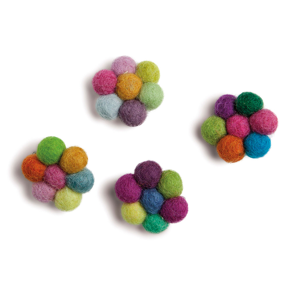 Broche, små filt kugler, 4 stk