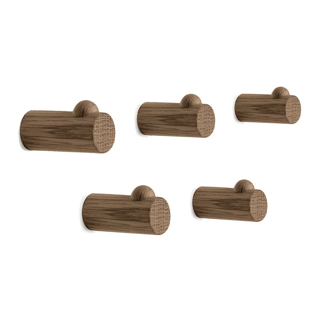 Hang wallhook, smoked oak, sæt med 5 stk.