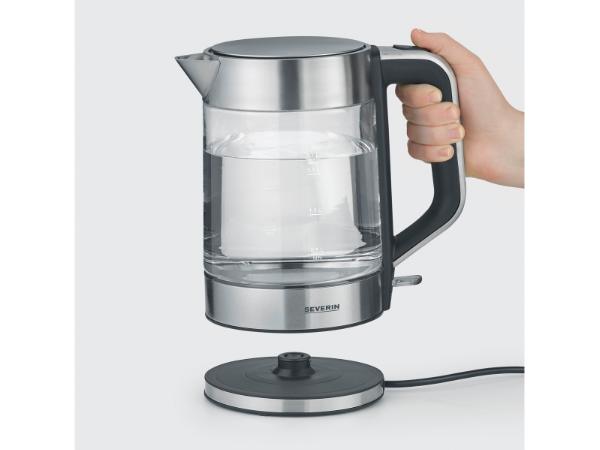 Severin Elkedel 1,7 liter 2200 watt Stål/Sort Glas