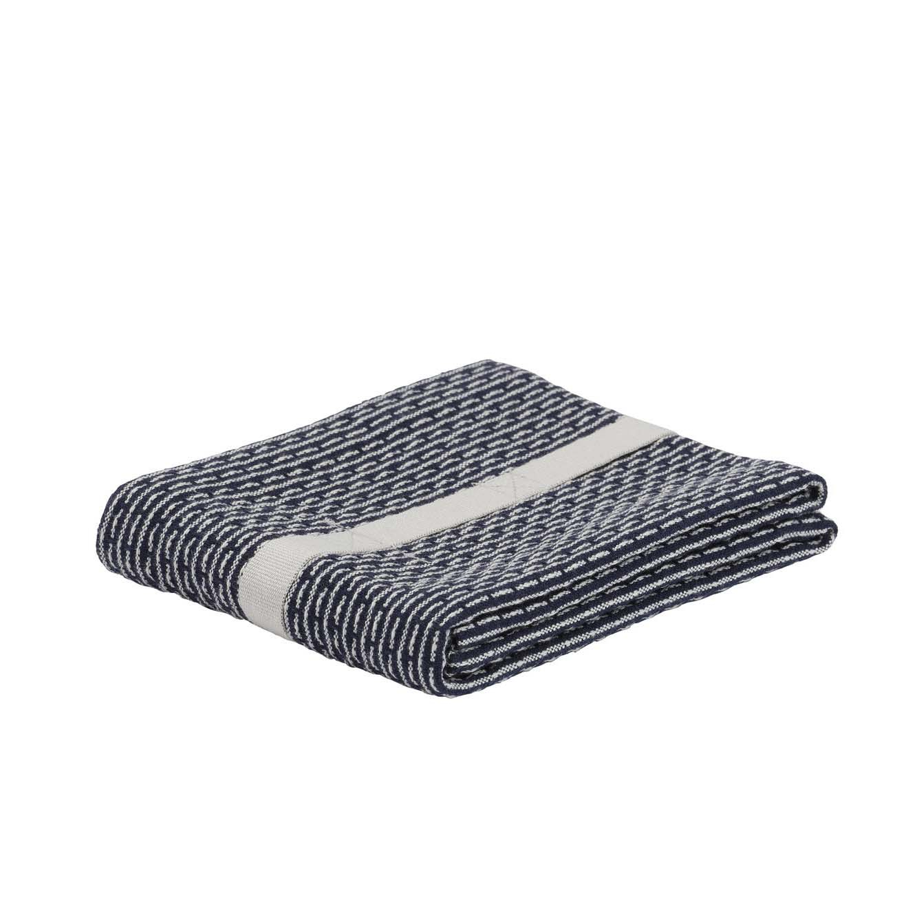 Håndklæde - Mørkeblå / lys beige 35 x 60 cm