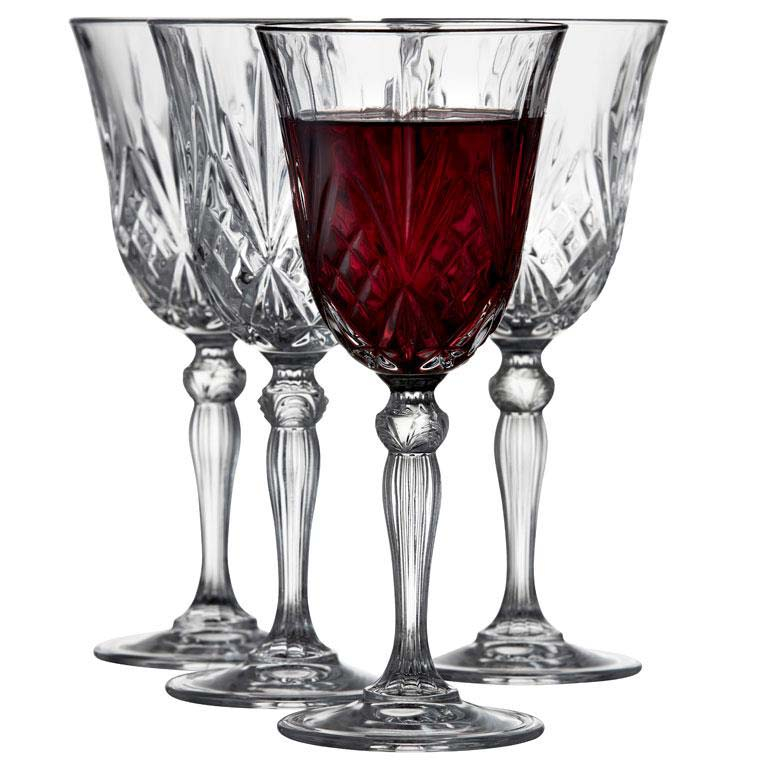 Lyngby Glas Krystal, Melodia Rødvin, 4 stk.