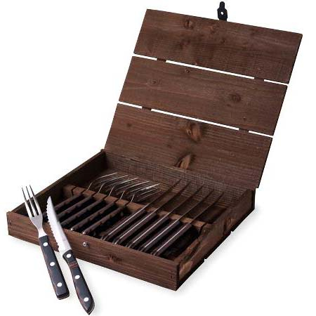 Gense Old Farmer black Steakbestik/grillbestik 12 dele Træ/Stål