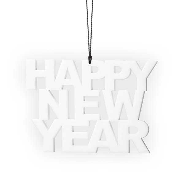Happy New Year, hvid 2 stk.