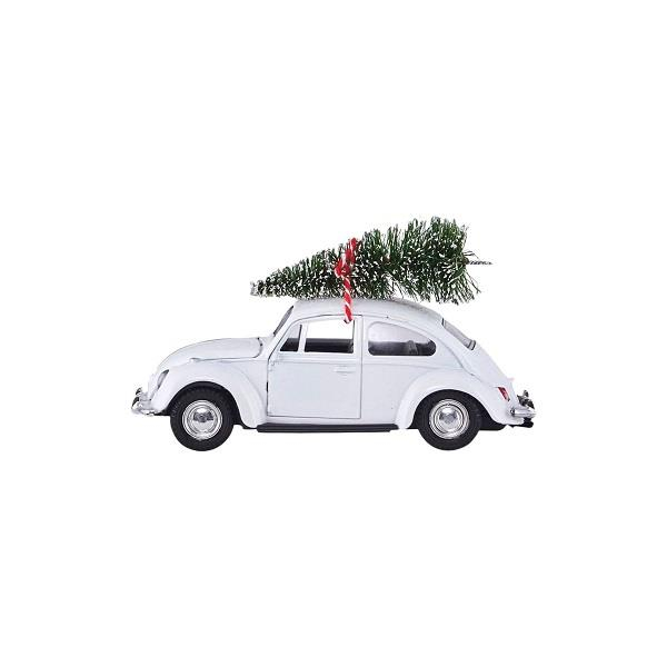 Dekoration, MINI Xmas car, Hvid*