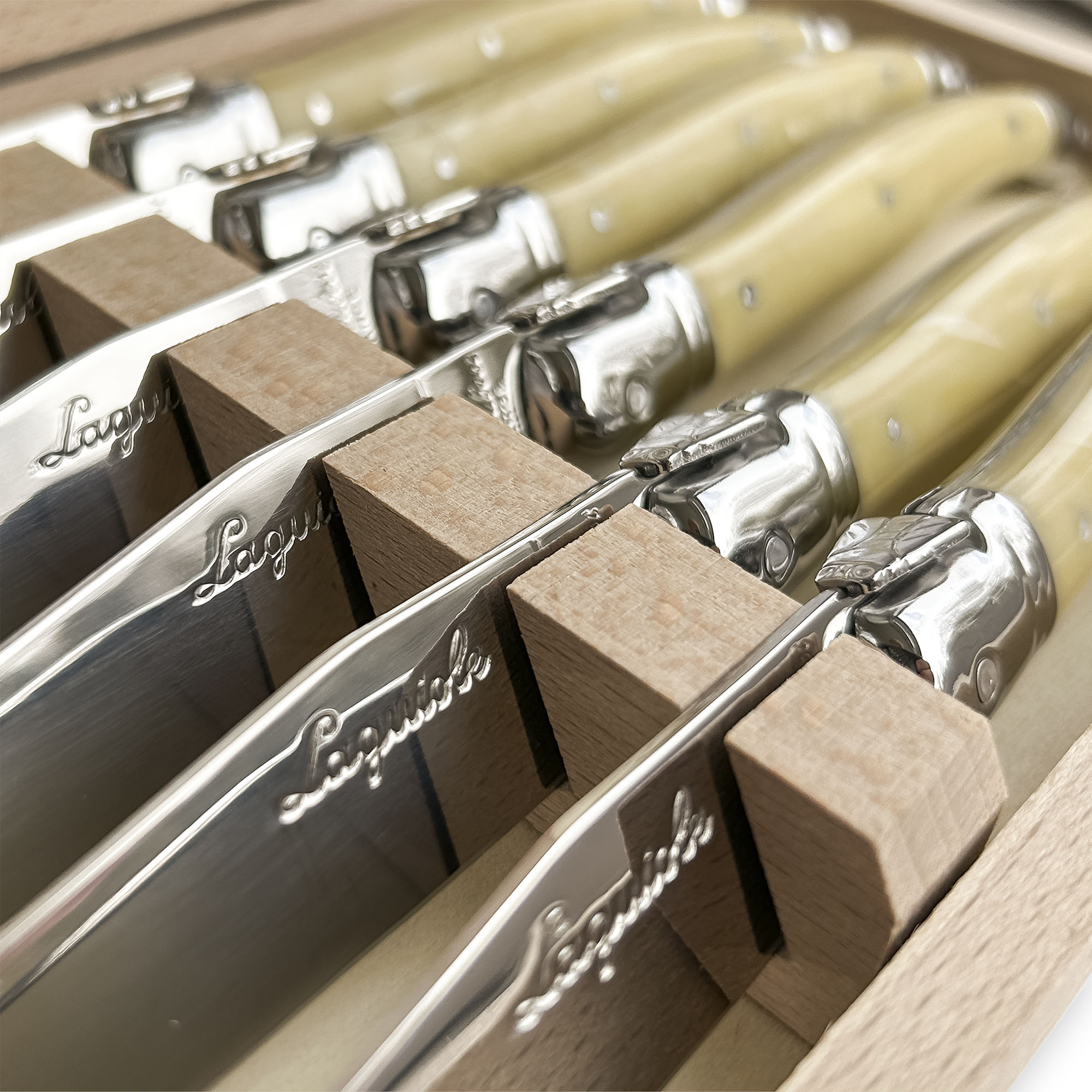 Laguiole 6 stk. steakknive 2,5 mm horn i lukket boks
