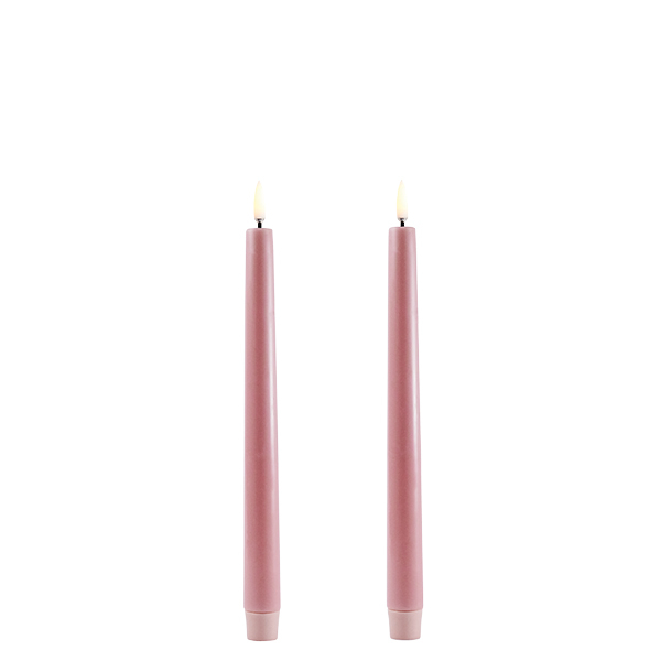 LED Kronelys, Dusty rose, Smooth, 2 stk