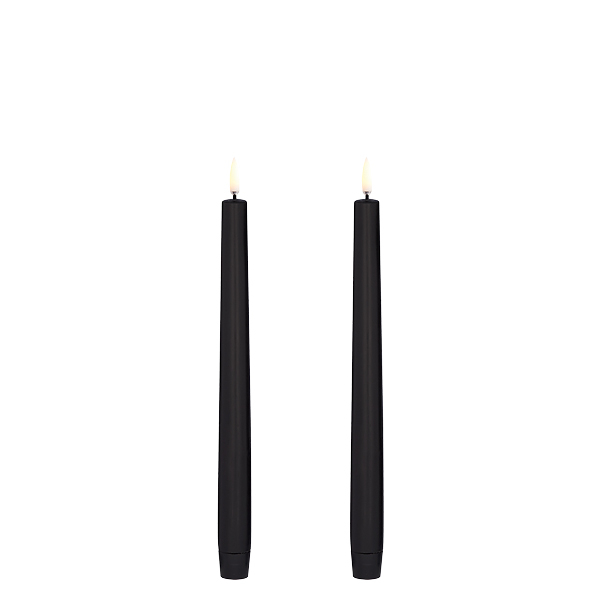 LED Kronelys, Plain black, Smooth, 2 stk