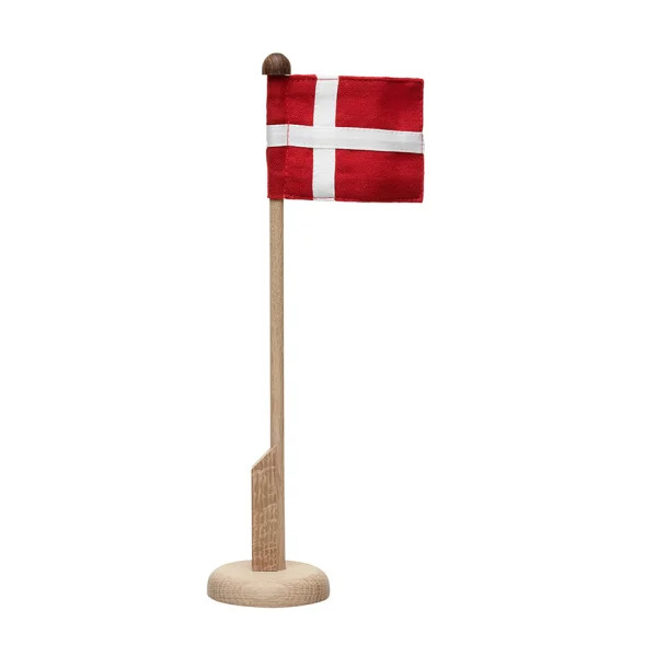 Bordflagstang i egetræ med Dannebrog
