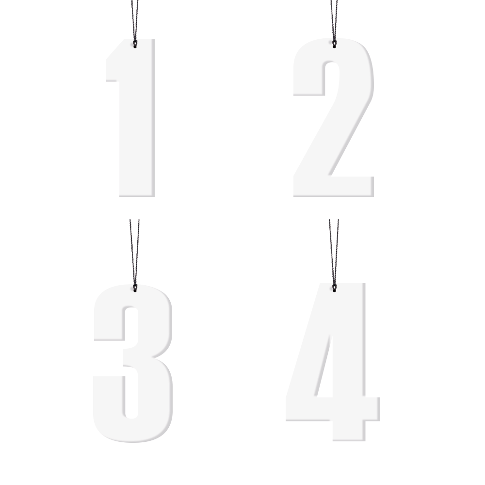 Advents tal - nr.1-4, hvid, 6 cm.