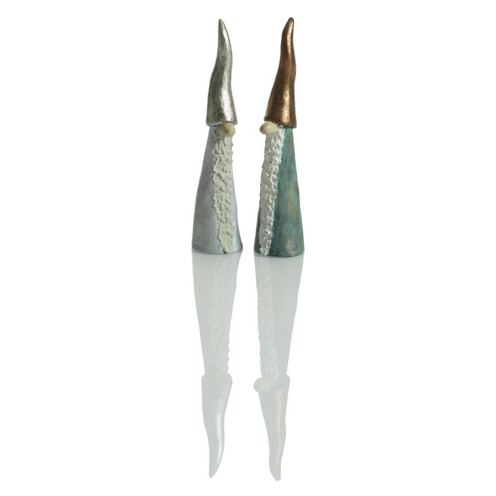 Nisser med metal farvede huer, sæt á 2 stk., H 15 cm
