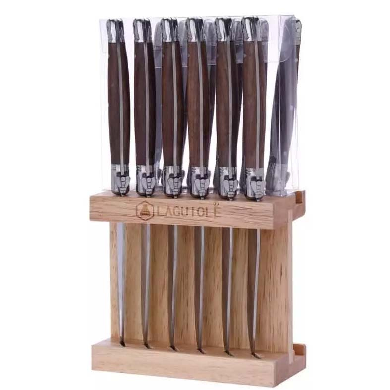 Laguiole Bestiksæt i valnød m. 6 knive & 6 gafler