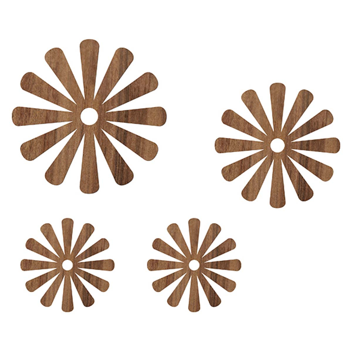 Wood Sticker, Blomster 4 stk
