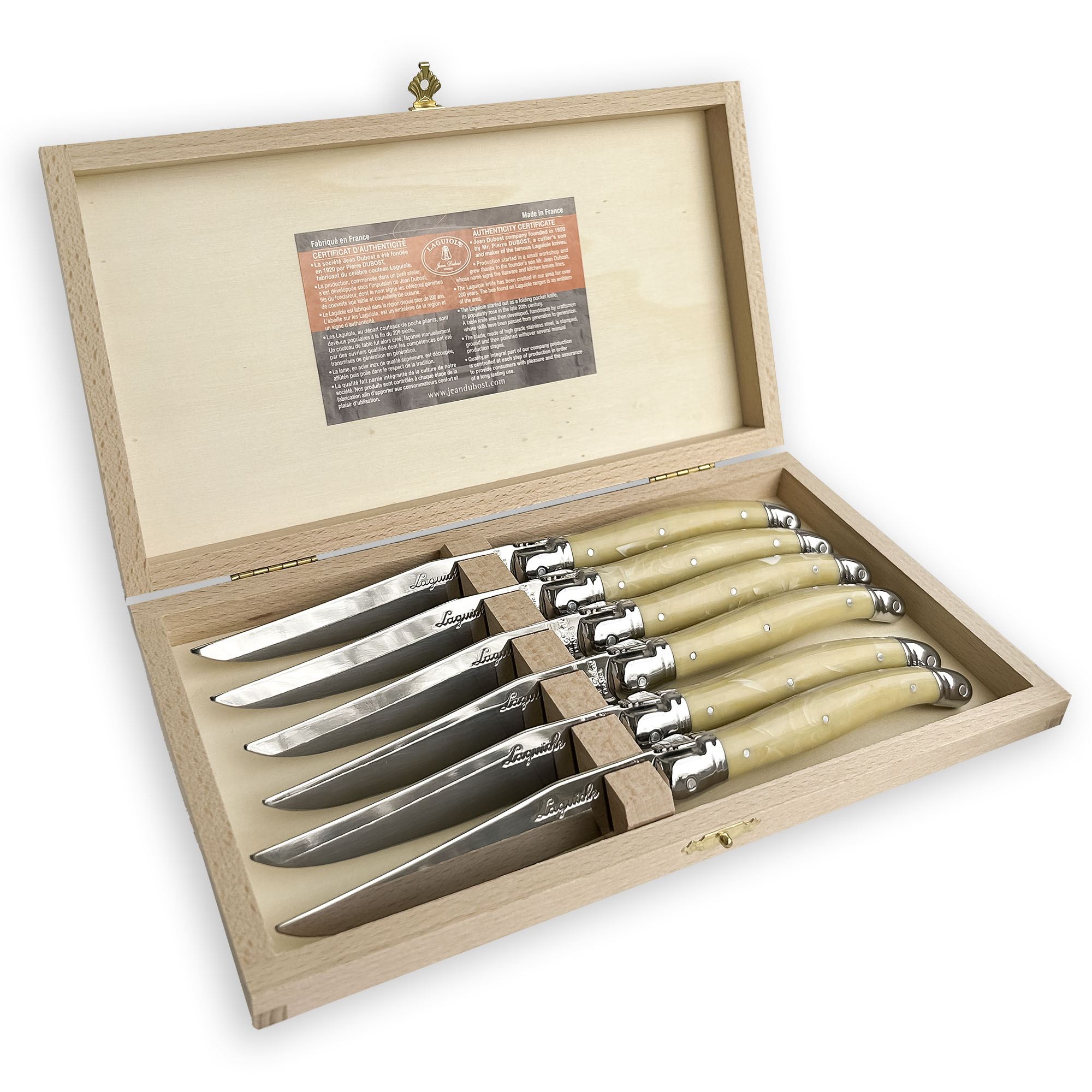 Laguiole 6 stk. steakknive 2,5 mm horn i lukket boks